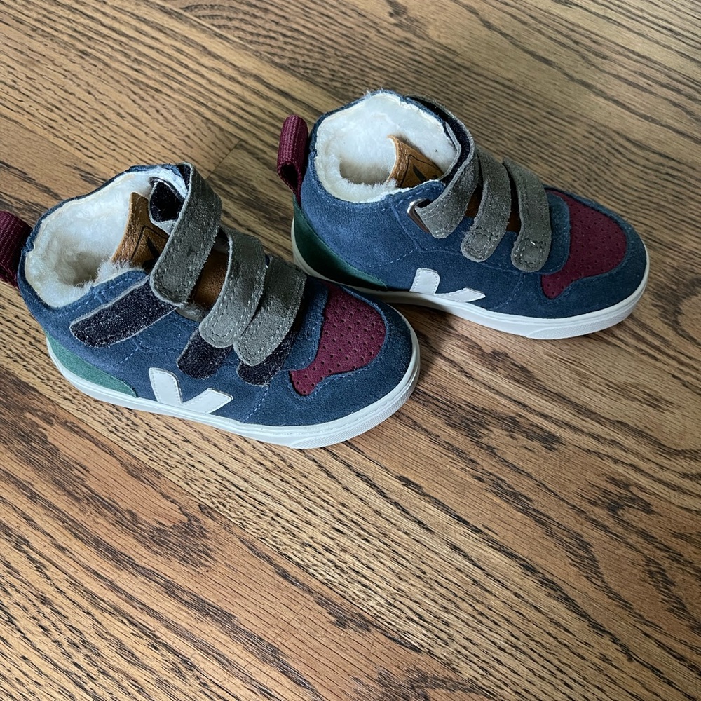Veja Kids Navy Blue, Burgundy & Olive Suede Sneakers